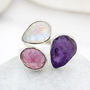 Ruby, Moonstone And Amethyst Adjustable Silver Ring, thumbnail 1 of 7