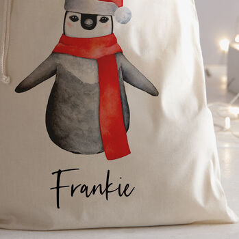 Personalised Penguin Santa Sack, 2 of 2