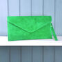 Monogram Suede Leather Envelope Clutch Bag, thumbnail 5 of 10