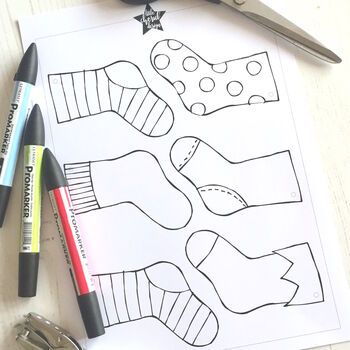 Christmas Stocking Gift Wrap Set To Colour In, 5 of 5