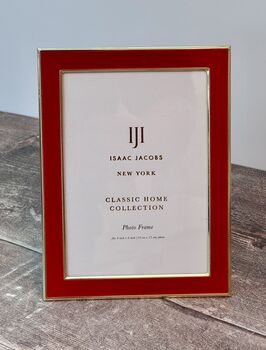 Isaac Jacobs Red And Gold Tone Border Photo Frame, 2 of 4
