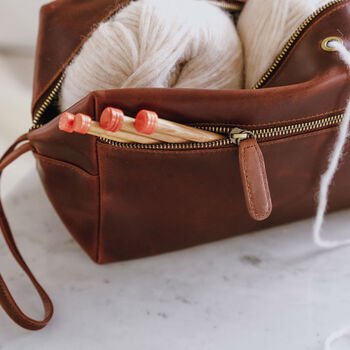 Leather Knitting And Crochet Project Case, 3 of 6