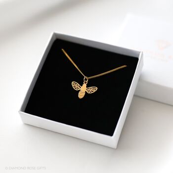 Bee Necklace In Sterling Silver, Gold Vermeil Plated, 3 of 9