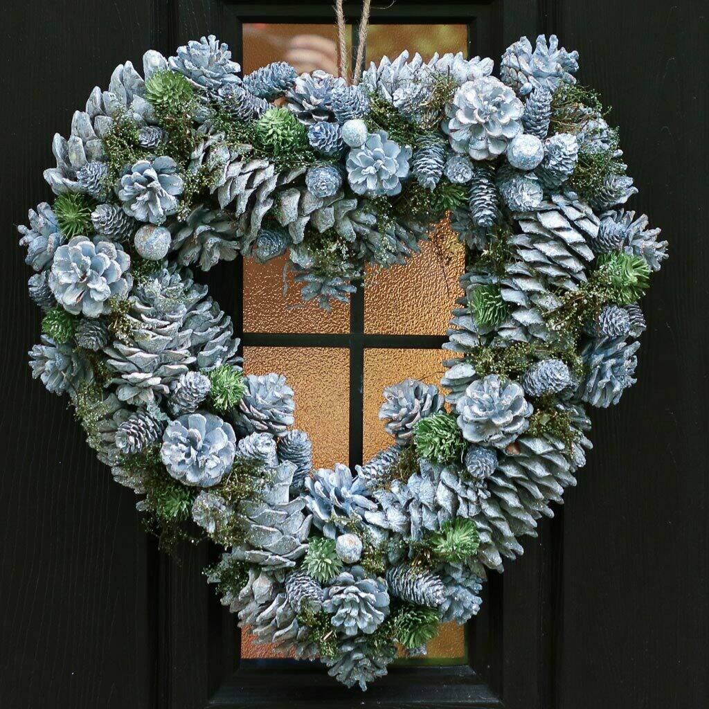 blue fir heart christmas door wreath by dibor