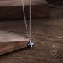 Tiny Blue Opal Four Point Star Pendant Necklace, thumbnail 1 of 12