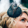 Petrol Black Feather Cocktail Hat 'Pippa', thumbnail 1 of 9