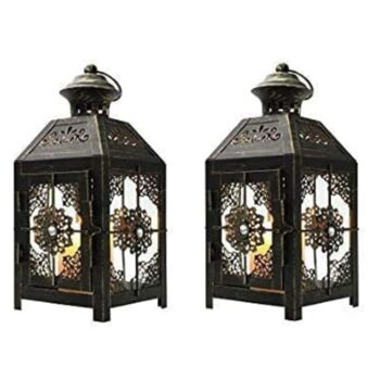 Set Of Two Black With Gold Brush Candle Lantern, 6 of 6