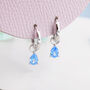 Sterling Silver Aquamarine Blue Pear Cut Cz Huggie Hoop Earrings, thumbnail 7 of 12