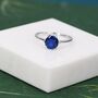 Sterling Silver One Carat Sapphire Blue Cz Brilliant Cut Ring, thumbnail 3 of 12