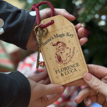 Santa's Magic Key With Personalised Wooden Keyring, 7 of 8