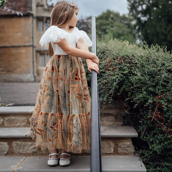 Ombre Enchanted Fall Butterfly Dress Chantilly Lace, 8 of 10