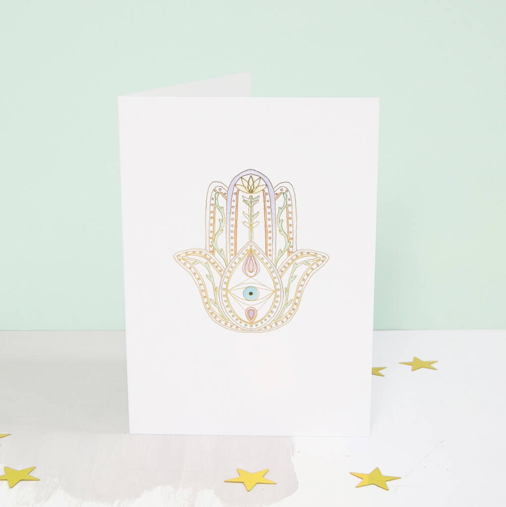 Hand Of Fatima Hamsa Gold Foil Greeting Card