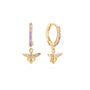 Ines Pink Gold Bee Huggie Earrings, thumbnail 1 of 2