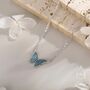 Sterling Silver Blue Enamel Butterfly Pendant Necklace, thumbnail 4 of 11