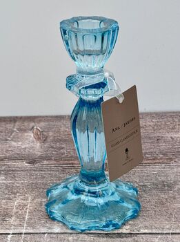 Blue Glass Candlestick, 15.5cm, 2 of 3