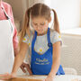 Personalised Santa's Helper Kids Blue Waterproof Apron, thumbnail 1 of 11