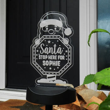 Personalised Santa Stop Here Solar Light – Christmas Outdoor LED, 4 of 9