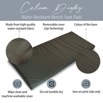 Khaki Green Water Resistant Garden Bench Seat Pad, 2 of 3