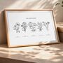 Personalised Birth Flower Line Art Print, thumbnail 3 of 10
