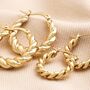 Gold Stainless Steel Medium Twisted Hoop Earrings, thumbnail 4 of 5