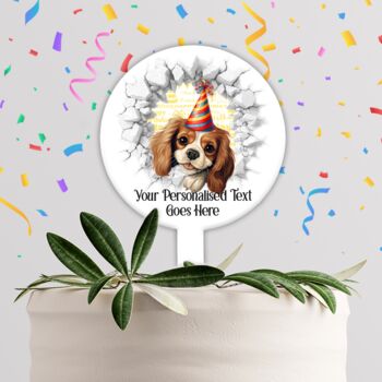 Personalised King Charles Spaniel Birthday Break Through Dog, 4 of 8