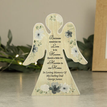 Personalised Memorial Wooden Angel Christmas Ornament, 5 of 6