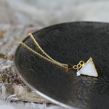 White Druzy And Diamond Necklace, 3 of 12