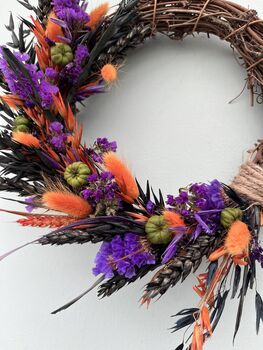 Dried Flower Halloween Pumpkin Wreath, 3 of 4