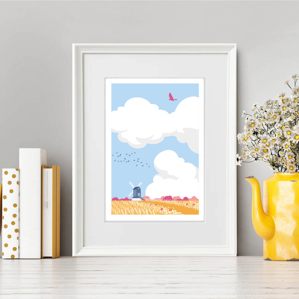 Big Skies And Windmill Art Print In Frame, 1 of 3