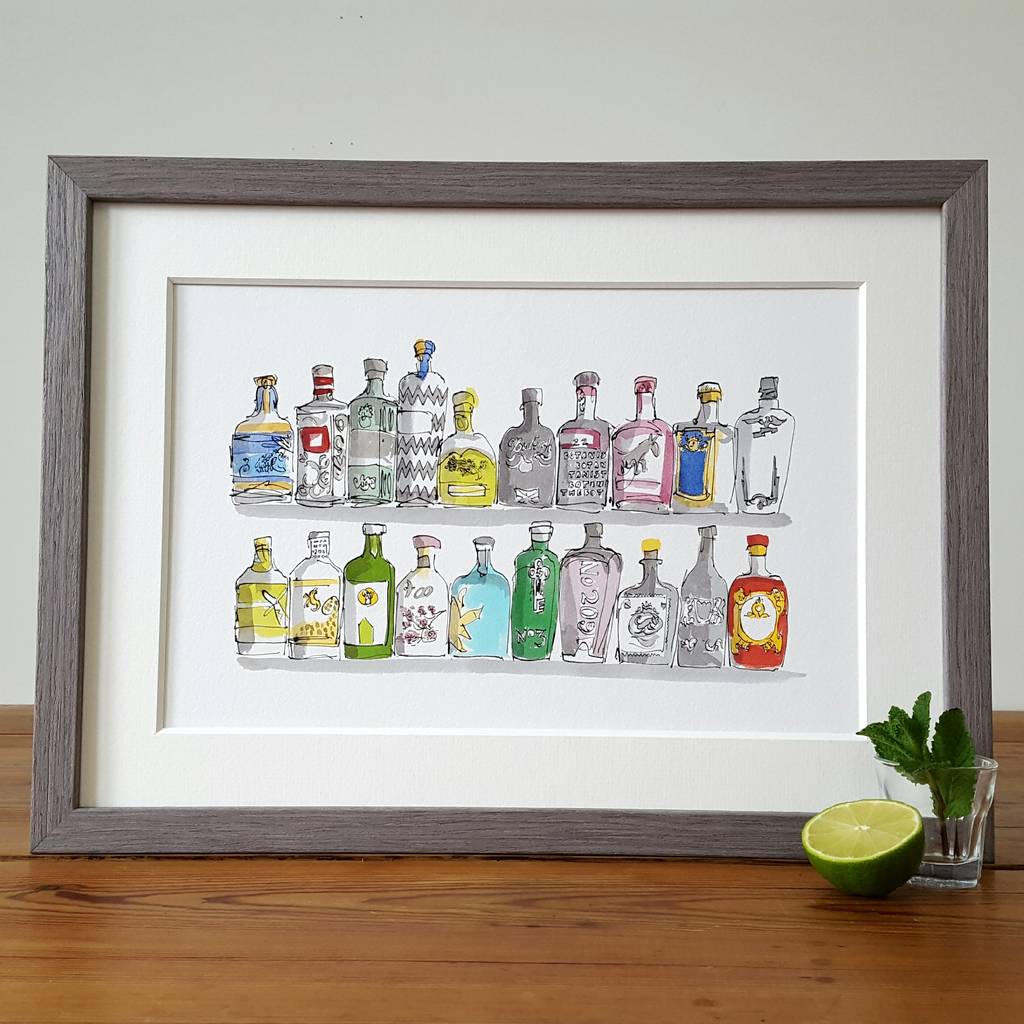 Colourful Gin Bottles Limited Edition Giclee Print, 1 of 7