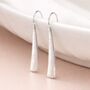 Silver Plated Textured Bar Drop Earrings – 35mm X 5mm, thumbnail 2 of 7