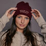 Embroidered Mulled Wine Beanie Hat, thumbnail 3 of 6