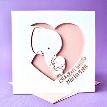 Personalised Elephant New Baby Card, 2 of 4