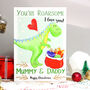 Personalised Mummy Daddy Dinosaur Christmas Card, thumbnail 4 of 8