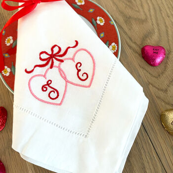 Monogram Heart Linen Napkins, 3 of 3