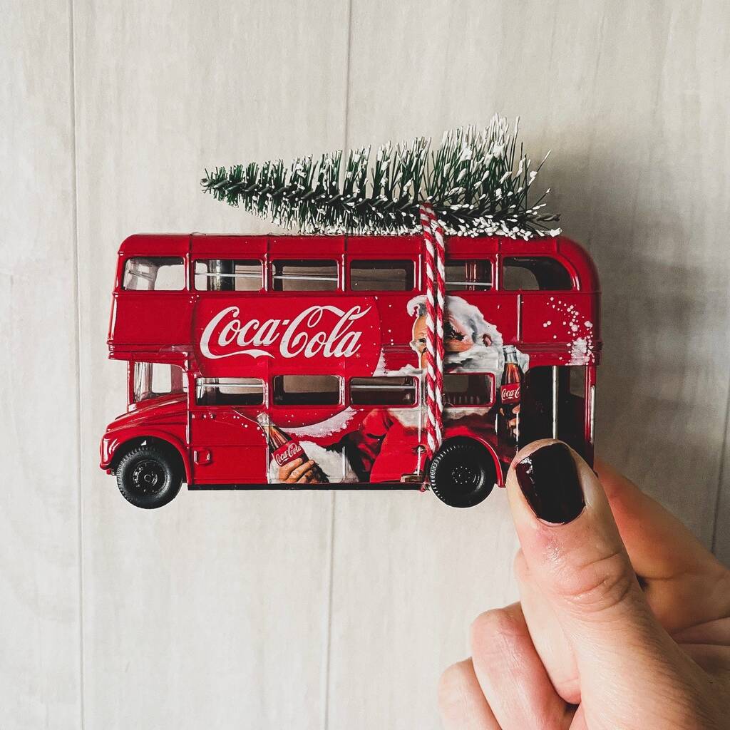 Coca Cola Double Decker Bus With Christmas Tree, 1 of 2