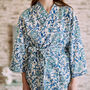 Turquoise And Royal Blue Floral Block Printed Robe, thumbnail 2 of 10