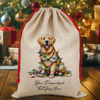 Personalised Golden Retriever In Christmas Lights, 8 of 10