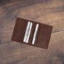 Men's Cardholder Wallet Italian Dark Brown Leather Flapover Rfid Protected Personalised, thumbnail 5 of 8