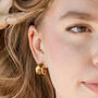Small Amber Resin Hoop Earrings In Gold Plating, thumbnail 3 of 3