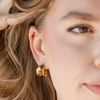 Small Amber Resin Hoop Earrings In Gold Plating, 3 of 3