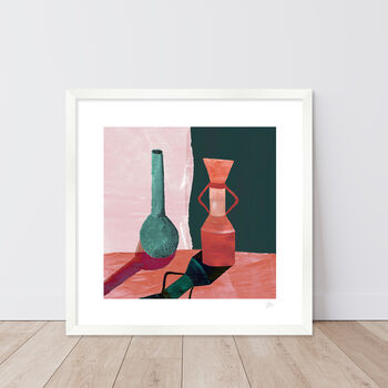 Teal And Terracotta Ceramic Vases Print, 4 of 7
