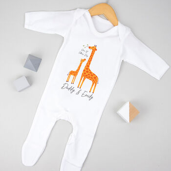 Personalised Our First Father's Day Babygrow Bodysuit Giraffe, 2 of 5