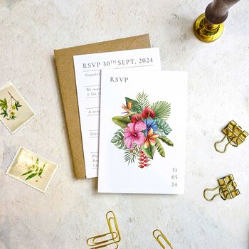 Tropical Folded Wedding Invitation Suite, 6 of 9