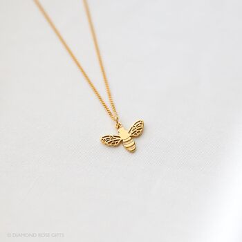 Bee Necklace In Sterling Silver, Gold Vermeil Plated, 6 of 9