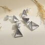 Sterling Silver Triple Triangle Dangly Earrings, thumbnail 1 of 4