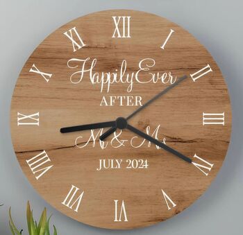 Personalised Happily Ever After Wooden Effect Clock, 2 of 2