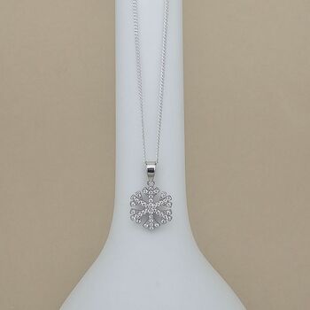 Personalised Sterling Silver Christmas Cz Snowflake Necklace, 4 of 5