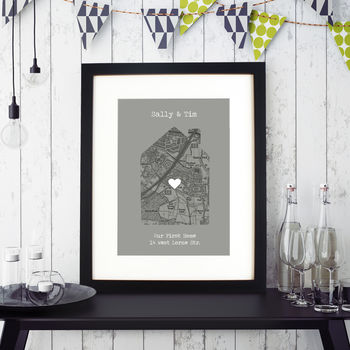 Our First Home Personalised Map Print, 8 of 12