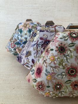 Purple Statement Handcrafted Floral Clutch Bag, 9 of 11